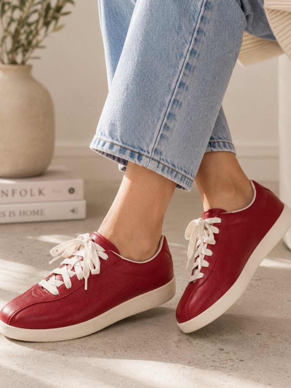 Puma Turin II Red Leather Sneakers Low Profile Retro Lace Up 7.5